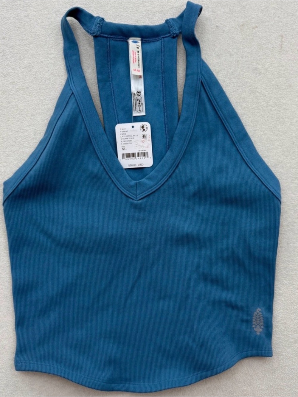 FP Movement by Free People Ribbed Racerback Crop Tank Top Teal